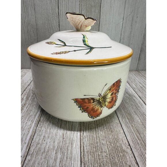 Vintage The Haldon Group Trinket Dish Covered Butterfly Top Handle 1983 Japan - Picture 4 of 10